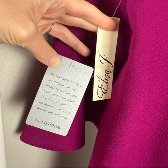 Eliza J Magenta Fuchasia Bell Sleeve Ruffle Dress Size 12 NEW - Picture 9 of 10